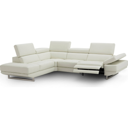 Annalaise Sectional Sofa w/ Left Facing Chaise in Snow White Leather